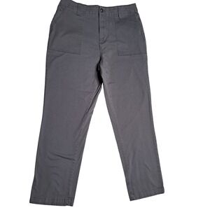 St. John's Bay Ankle Pants Women 16 Gray Elastic Waist Cotton Blend‎